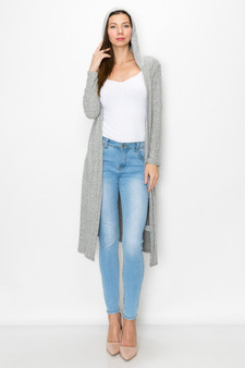 grey hooded cardigan for women
