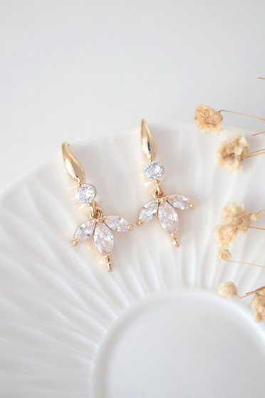 gold blossom hook earrings