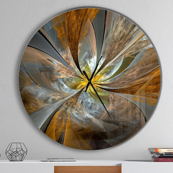 Symmetrical Yellow Flower Oversized Wall Clock