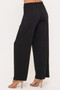 Women’s black wide-leg trousers with elastic waist.
