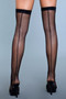 Sheer micro-net stay-up stockings with a smooth top band.