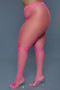 "Hot Pink Micro-Mesh Stockings - High Waisted Neon Legwear"
