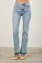 Slim fit light wash denim flares with a shadow-effect hemline and classic 5-pocket construction.