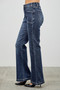 Slim-fit through the thigh flare jeans with a retro-inspired high waist.