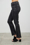 "Washed black patch pocket jeans with center seams."
