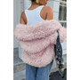 "Stylish women's oversized faux fur coat with a wide collar and relaxed fit."