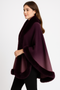 "Elegant women's purple ombre faux-fur trimmed shawl wrap. Features a gradient transition from dark plum to light mauve with matching faux-fur accents, ideal for formal evening wear."