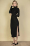 "Black turtleneck rib-knit midi dress for women's fashion boutique."