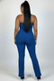 Plus Size Ultra-fine Ribbed Slit Tube Top & High-waist Flare Pants Set