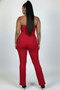 Plus Size Ultra-fine Ribbed Slit Tube Top & High-waist Flare Pants Set