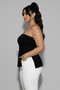 Plus Strapless Ribbed Side-slit Flare Top