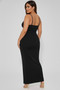 Classic black spaghetti strap maxi dress for women’s boutique fashion.
