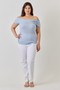 Plus Size Ots Pointelle Knit Rib Fold Over Top