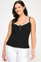 Plus Size Ribbed Knit Camisole With Lace Trim-54033