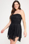 Floral lace fit-and-flare mini dress.