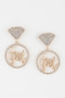 "Bridal 'I Said Yes' statement earrings with gold-tone hardware, silver glitter diamond-shaped studs, and crystal-encrusted circular dangles. Perfect accessory for engagement photos and bridal showers."