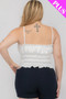 Elegant white peplum cami – Square neck smocked blouse for women.