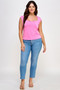 Bubblegum Sweetheart Cap-Sleeve Top in vibrant pink.