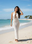 White halter maxi dress beach cover-up for women’s resort wear boutique.