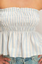Blue and white striped ruffle top