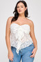 White floral lace strapless top