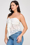 Plus Size Strapless Stretch Lace Bow Front Top