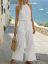 Sleeveless wide-leg romper