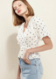 triangle print puff sleeve blouse