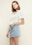 womens puff sleeve printed top