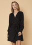 black stripe satin mini dress