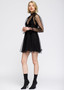 Women's Polka Dot Mesh Smocked Neck Flare Dress In Black