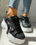 Pu Platform Lace-Up Casual Sneaker