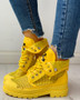 Eyelet Lace-Up Fishnet Martin Boots
