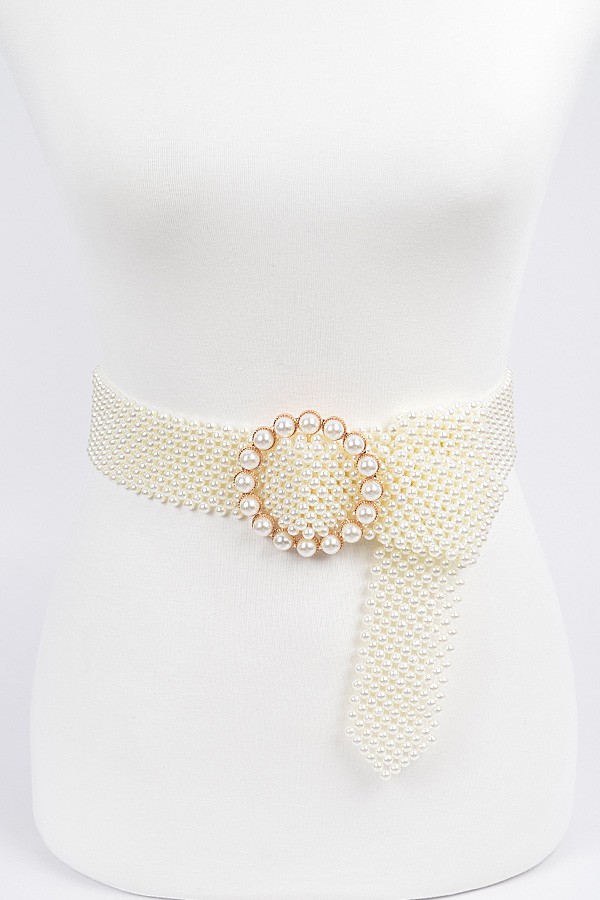New Classic Ivory Pearl Cluster Belt. Ivory Pearl and Crystal Wedding Dress Sash Belt main image 2