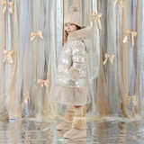 Adee Aurora Long Fur Trim Coat Stone Beige