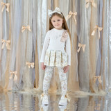 Adee Blake Bow Print Peplum Leggings Set Snow White