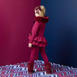 Adee Alina Fur Hood Legging Set Deep Cherry