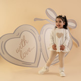 Little A Demi Fur Heart Legging Set Snow White