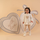 Little A Demi Fur Heart Legging Set Snow White