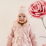 Little A Diamond Knitted PomPom Hat Pink