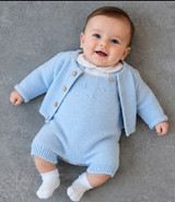 Sardon 3 Piece Romper Cardigan Set Blue 26VE-401