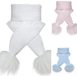 Pompom Envy Scarfs White Pink Blue Pompom Envy Scarfs White Pink Blue