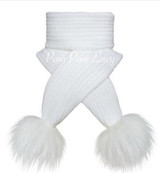 Pompom Envy Scarfs White Pink Blue Pompom Envy Scarfs White Pink Blue