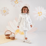 Little A Bobbie Hooded Jacket with Bow Detail White