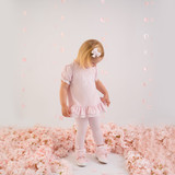Little A Amber Seersucker Bow Leggings Pink