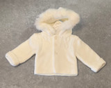 Sardon Fur Hooded Jacket 25VE-322 White Sardon Fur Hooded Jacket 25VE-322 White
