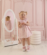 Little A Opal Bow Print Dress with Broderie Anglaise Collar