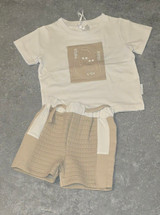 Pastels & Co Adderley Beige/ White Short Set