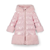 Adee Aurora Long Fur Trim Coat Pink