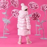 Adee Aurora Long Fur Trim Coat Pink